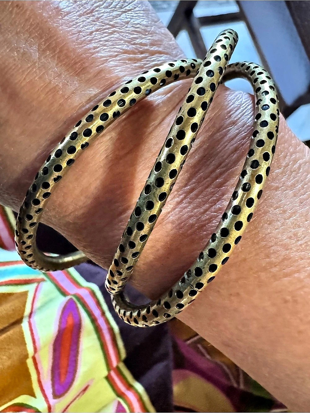 Gold Dotted Bangle Bracelet Set